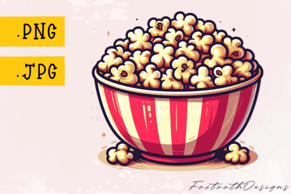 Bucket/Bowl of Popped Popcorn: A Creative Clipart Asset