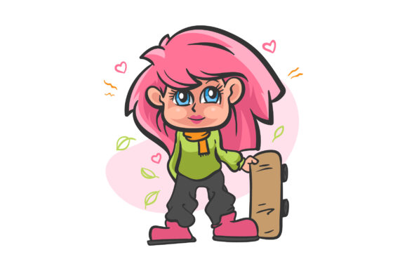 Cute Girl Standing with a Hover Board: A Versatile Illustration for Modern Projects