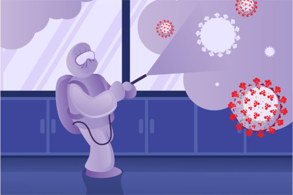 Male Health Worker Spraying for Covid19: A Design Asset for Modern Projects