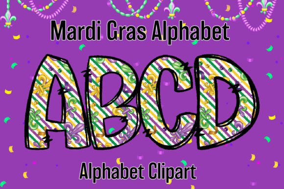 Mardi Gras Carnival Alphabet Doodle 1: A Festive Design Asset