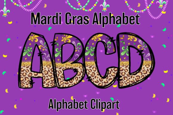 Mardi Gras Doodle Letters Purple Leopard: A Bold Design Statement