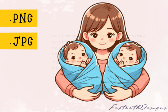Mother with Baby Boy Twins in Blue: A Designer's Guide