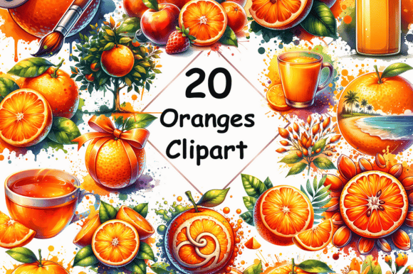 Refreshing Design with Watercolor Oranges Sublimation Clipart
