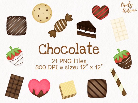 Rich, Hand-Painted Style: The Chocolate Clip Art PNG Set