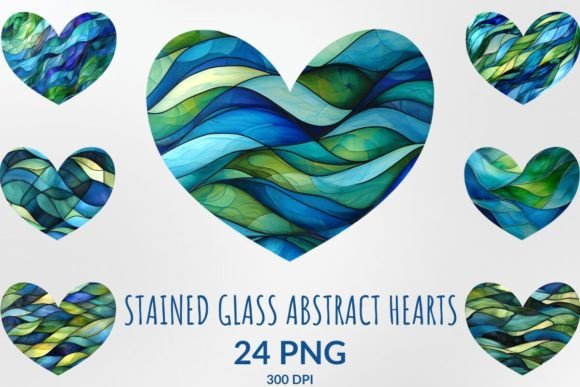 Stained Glass Abstract Hearts for Tranquil Design