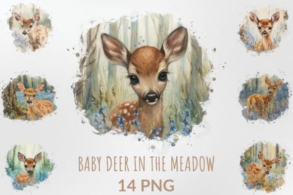 The Gentle Appeal of Watercolor Baby Deer in the Meadow