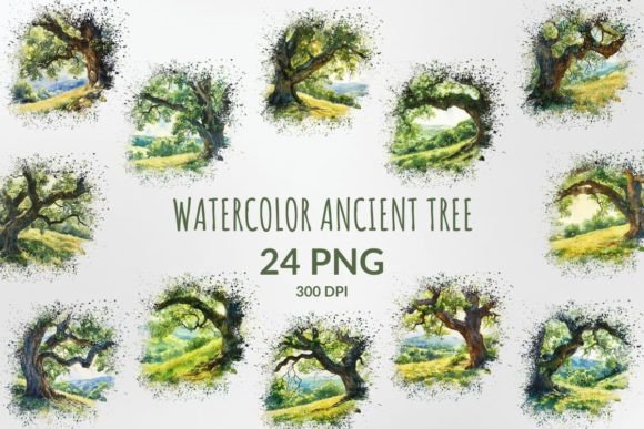 Timeless Beauty: Watercolor Ancient Tree Sublimation