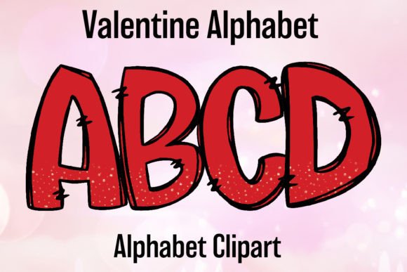 Valentine Clipart Alphabet Red Glitter
